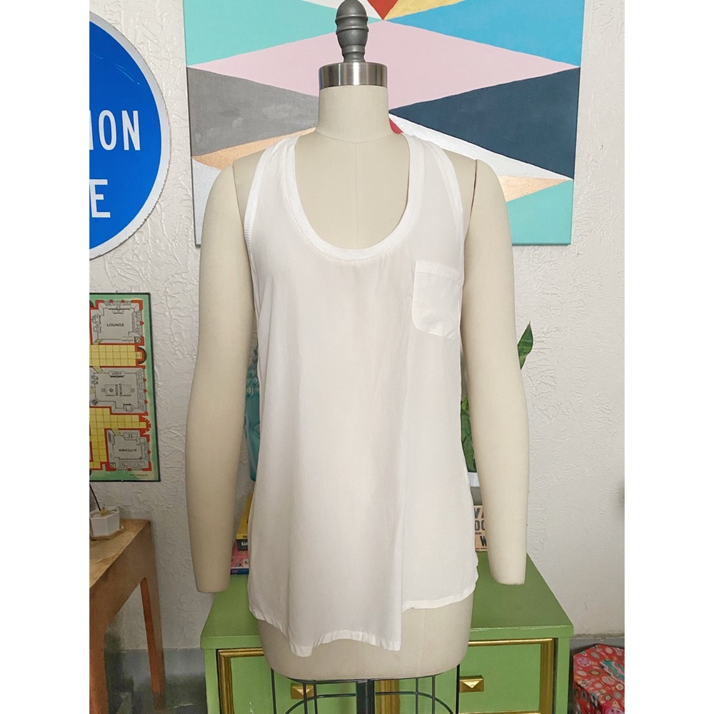 Joie Ivory Silk Racer Back Tank Top Size Small